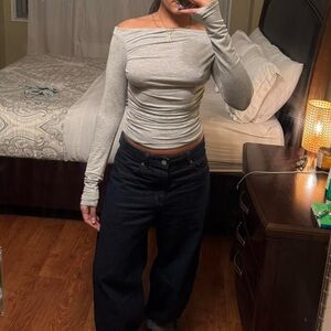 Grey Silence + Noise long sleeve off the shoulder